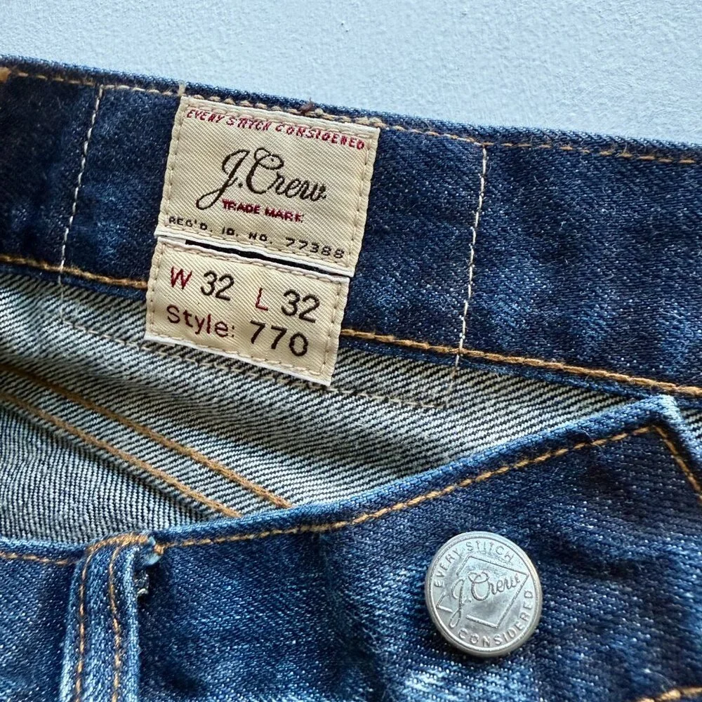 J.Crew 770 Straight Fit Jeans 100% Cotton Dark Wash Denim W32 L32 - Picture 3 of 8